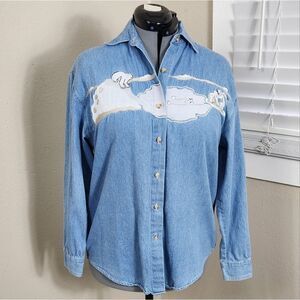 Vintage Bill Blass Polar Bear Shirt Size Medium Button Up Grannycore Shirt